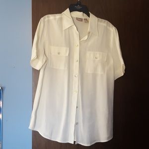 Cream colored button down dress blouse